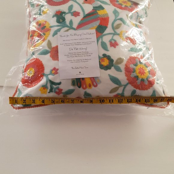 Levtex Home Throw Pillow 18" x 18"  Peacock Flowers Cotton Multi Color - Picture 10 of 11